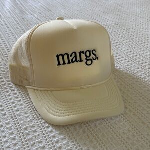 Cream Trucker Hat with Black Embroidery